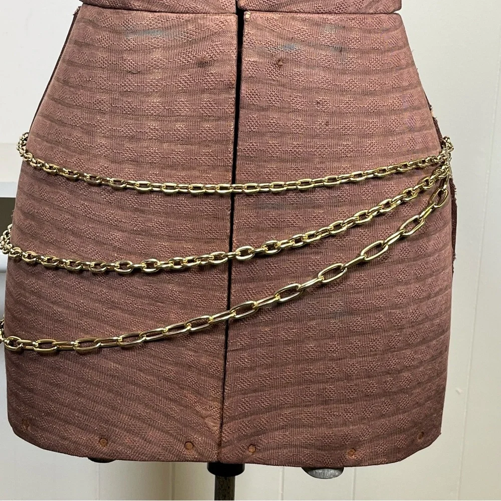 Vintage Goldtone Signed Carolee Graduated Triple Strand Chain Statement Belt